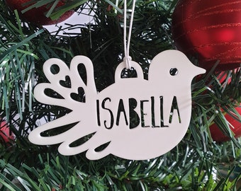 White Dove Personalised Christmas Decoration-Ornament-christmas tree-gift-christmas gift-teachers gift