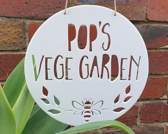 Personalised Vegetable Garden BEE design House Sign-vege patch-veggie-sign-custom name-personalised gift-gardener-lasercut