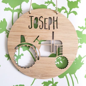 VINTAGE TRACTOR Personalised Wooden Wall / Door Hanging - wall hanging-wall art-wooden sign-custom-kids gift-baby gift-lasercut-farm-farming