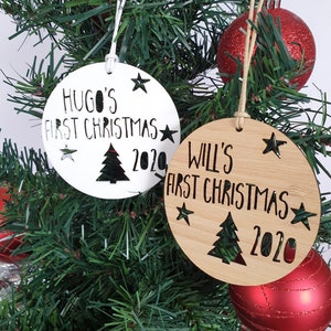 Personalised First Christmas Wood Christmas Decoration-Ornament-christmas tree-gift-christmas gift-wooden-bauble-1st christmas-keepsake image 8