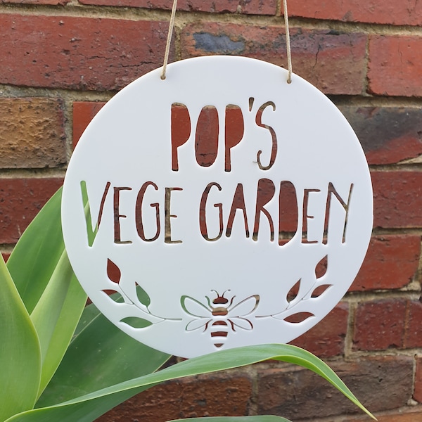 Personalised Vegetable Garden BEE design House Sign-vege patch-veggie-sign-custom name-personalised gift-gardener-lasercut