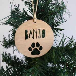 Personalised Dog / Cat / Pet Wood Christmas Decoration-PAW DESIGN-Ornament-christmas tree-gift-christmas gift-wooden-animal