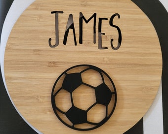 Football Soccer Personalised Wooden Wall-Door Hanging-nursery decor-Plaque-kids door sign-custom name-kids gift-baby gift-lasercut