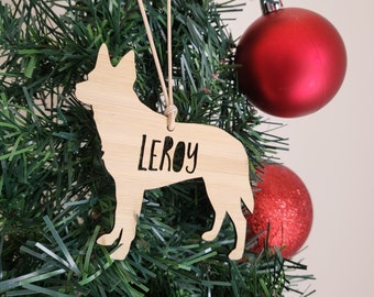 Australian Kelpie Personalised Wood Christmas Decoration/Ornament-bauble-christmas gift-kris kringle-personalized christmas