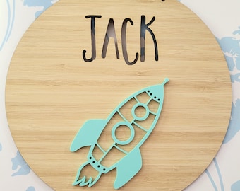 Rocket Personalised Wooden Wall-Door Hanging-nursery decor-Plaque-kids door sign-custom name-kids gift-baby gift-lasercut-personalized