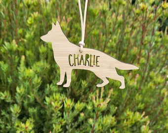 German Shepherd Personalised Wood Christmas Decoration/Ornament-bauble-christmas gift-kris kringle-personalized christmas