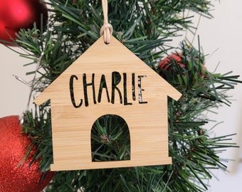 Personalised Dog / Cat / Pet Wood Christmas Decoration-HOUSE - Ornament-christmas tree-gift-christmas gift-wooden-animal