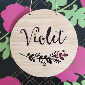 FLORAL Personalised Wooden Wall / Door Hanging-wall hanging-kids door sign-custom name-kids gift-baby gift-lasercut-plaque-nursery decor