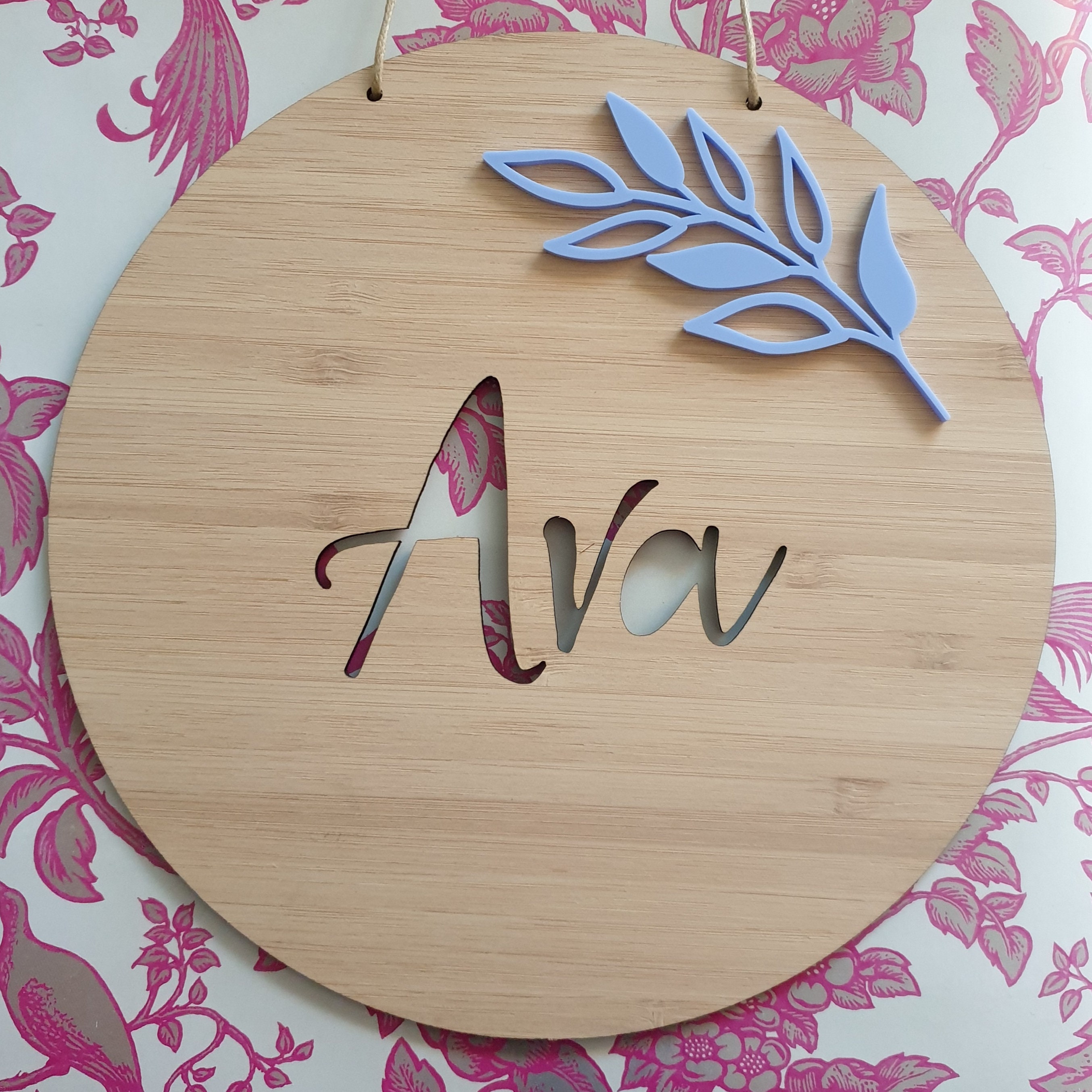 FLORAL Personalised Wooden Wall-door Hanging-nursery Decor-plaque-kids ...