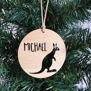 KANGAROO Personalised Wood Christmas Decoration-Ornament-christmas tree-gift-christmas gift-wooden-teachers gift