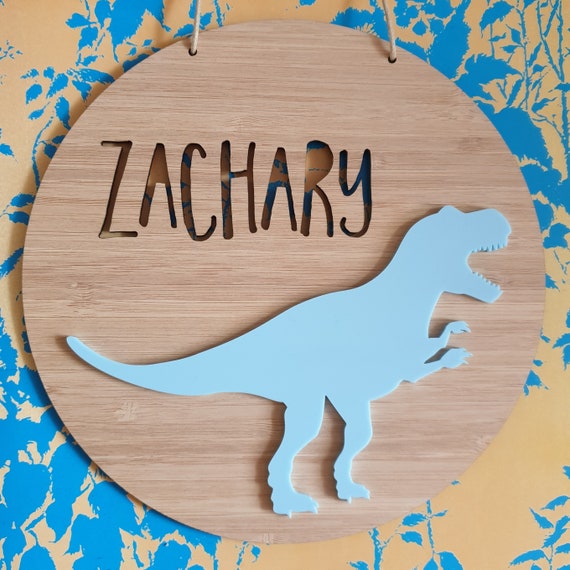 T-rex dinosaur personalised wooden wall plaque