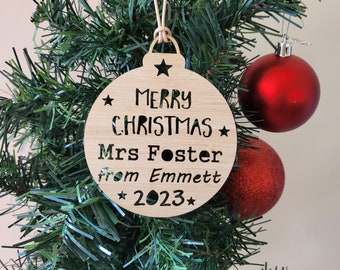 Personalised Christmas Teacher Decoration-Present-Ornament-christmas tree-gift-christmas gift-teachers gift-star ornament