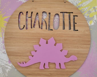 DINOSAUR Stegosaurus Personalised Wooden Wall-Door Hanging-nursery decor-Plaque-kids door sign-custom name-kids gift-baby gift-lasercut