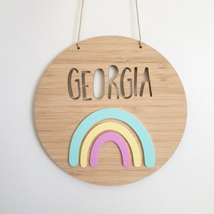 RAINBOW Personalised Wooden Wall-Door Hanging-nursery decor-Plaque-kids door sign-custom name-kids gift-baby gift-lasercut-rainbow baby