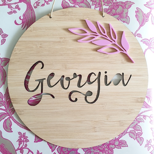 FLORAL Personalised Wooden Wall / Door Hangingwall Etsy Australia