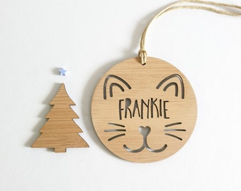 CAT KITTEN Personalised Wood Christmas Decoration/Ornament-bauble-christmas gift-kris kringle-personalized christmas