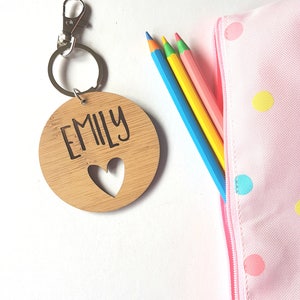 Porte-clés étiquette de sac coeur d'amour personnalisé