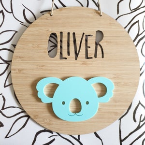 KOALA Personalised Wooden Wall-Door Hanging-nursery decor-Plaque-kids door sign-custom name-kids gift-baby gift-lasercut-personalized