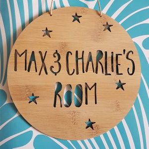 Personalised Wooden Wall / Door Hanging Stars-wall hanging-wall art-wooden sign-custom-kids gift-baby gift-lasercut-bedroom image 3