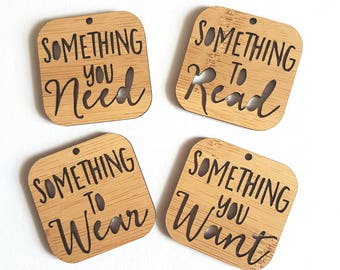 Christmas Gift Tags Something You Need-Something To Read-Something To Wear-Something You Want-Wooden Gift Tags-present-Christmas Gift