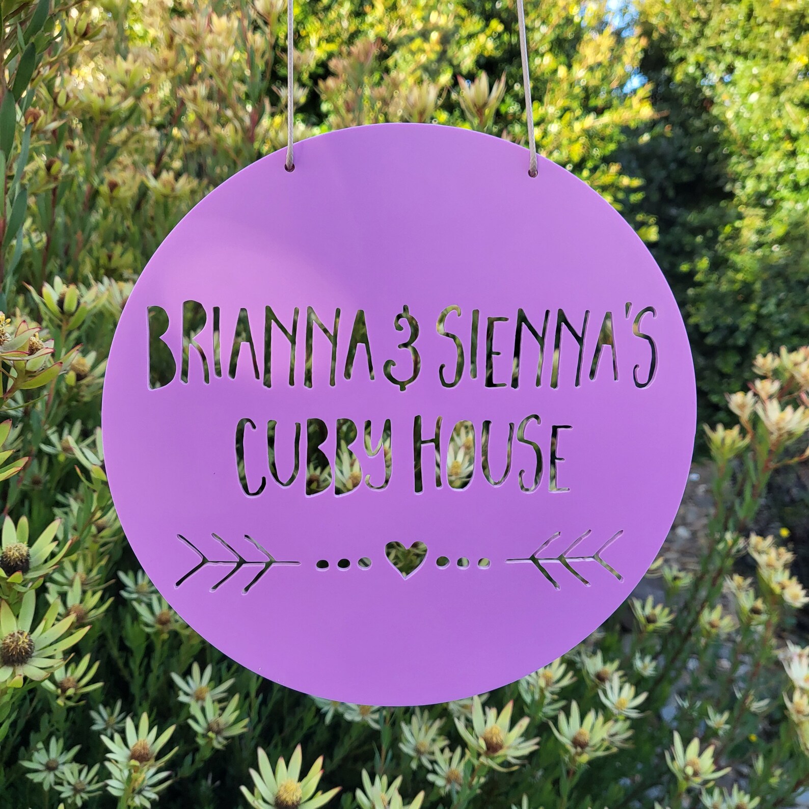 Personalised Cubby House Sign Heart and Arrow Design-treehouse-plaque ...