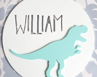 T-Rex Personalised Wall Plaque-name plate-nursery decor-bedroom sign-bedroom door sign
