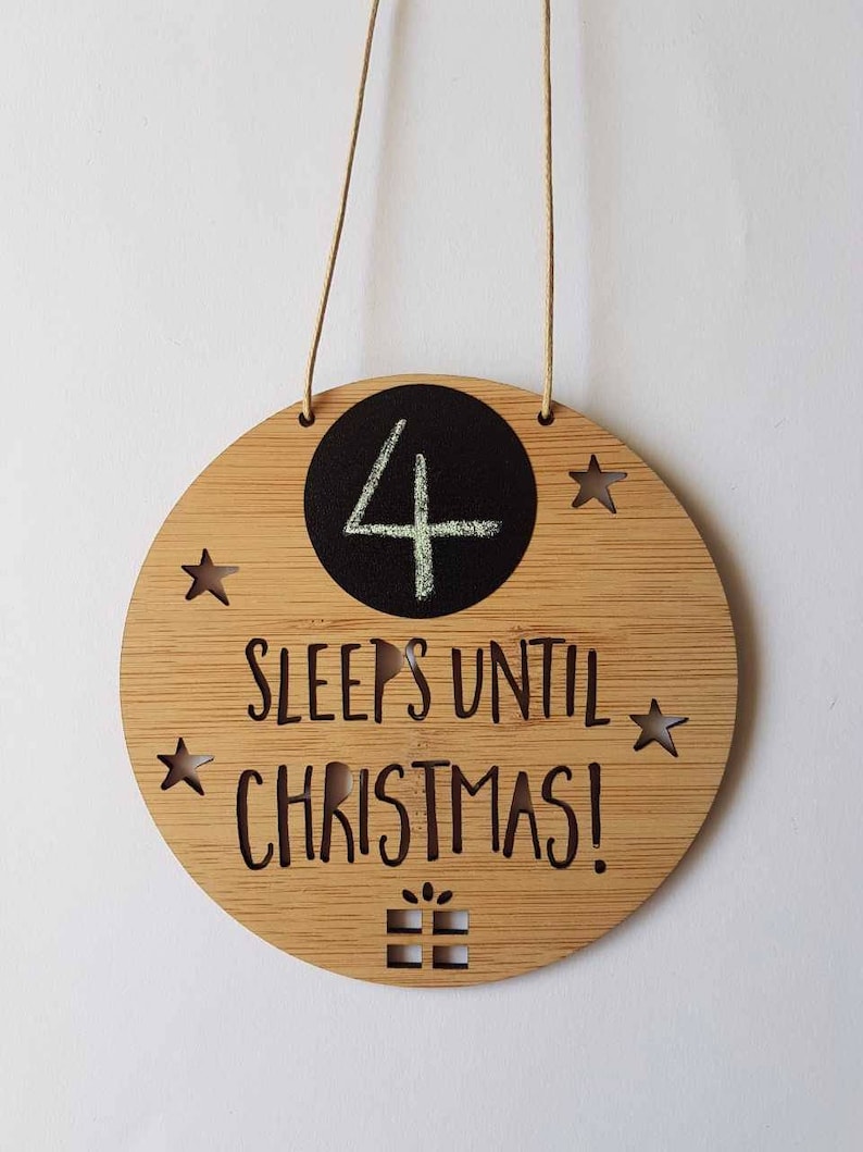 Sleeps Until Christmas Countdown Wall Hangingsigndoor Etsy