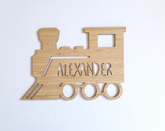 TRAIN Personalised Wooden Wall-Door Hanging-Plaque-wall hanging-kids door sign-custom name-kids gift-baby gift-lasercut-personalized