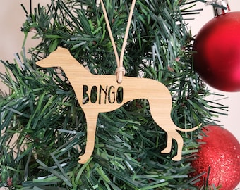 Greyhound  Personalised Wood Christmas Decoration/Ornament-bauble-christmas gift-kris kringle-personalized christmas