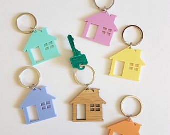 House Keyring-house shape-bagtag-id tag-real estate-house key-flat key-apartment key