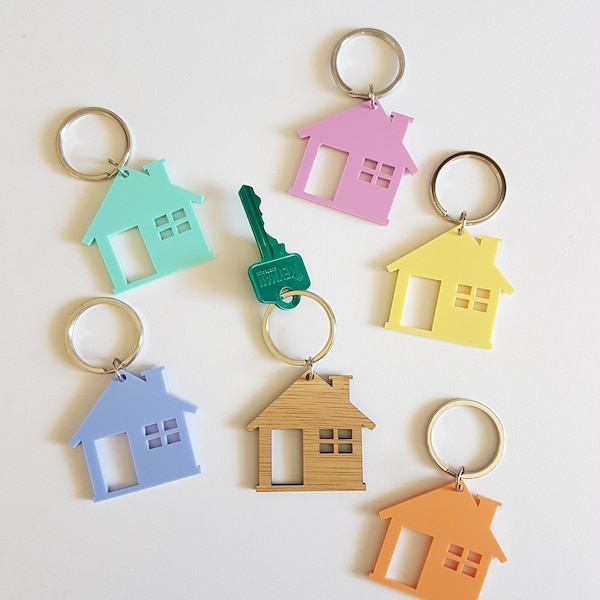 Maison Keyring-maison shape-bagtag-id tag-immobilier-maison key-flat key-appartement key