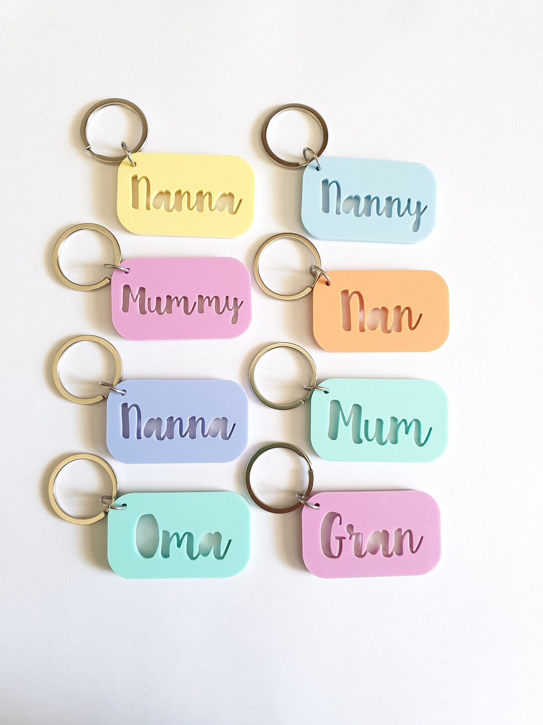 Key Rings Nanny Mum Keyring-granny-nanny-gran-nanna-nan-oma-mummy-pastel Coloured ...