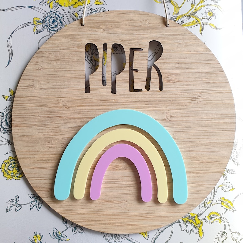 RAINBOW Personalised Wooden Walldoor Hangingnursery Etsy Australia