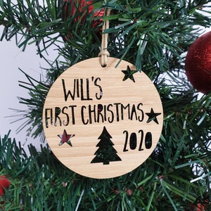 Personalised First Christmas Wood Christmas Decoration-Ornament-christmas tree-gift-christmas gift-wooden-bauble-1st christmas-keepsake image 7