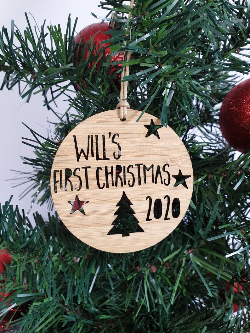 Personalised First Christmas Wood Christmas Decoration-Ornament-christmas tree-gift-christmas gift-wooden-bauble-1st christmas-keepsake image 7