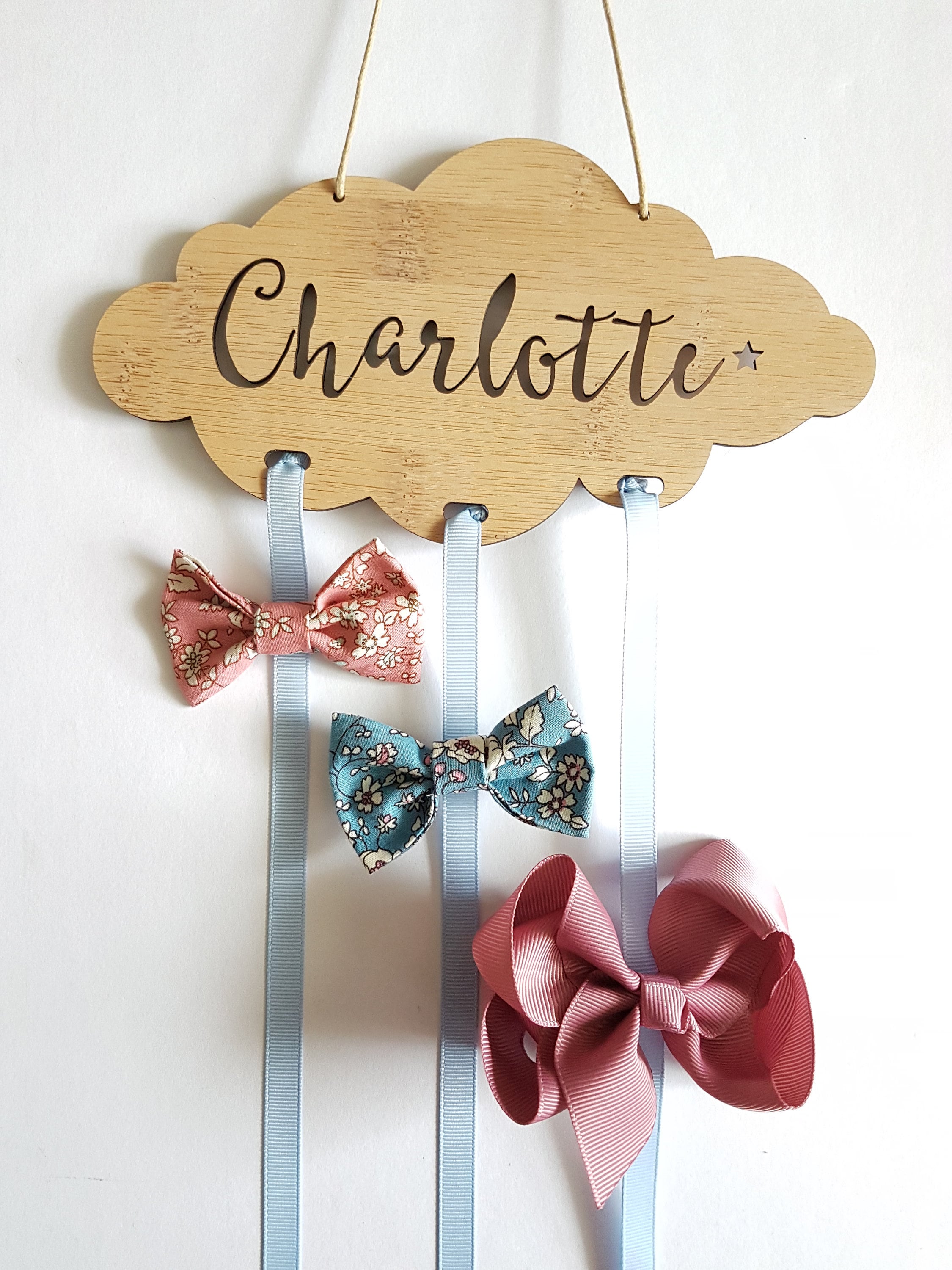 NotaJewelleryBoxLtd Hair Bow Hanger Colourful - Personalised Cloud Hair Bow Holder