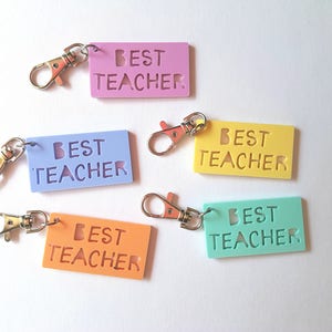 Pastel Acrylic Best Teacher Keyring - Colorful Teacher Gift