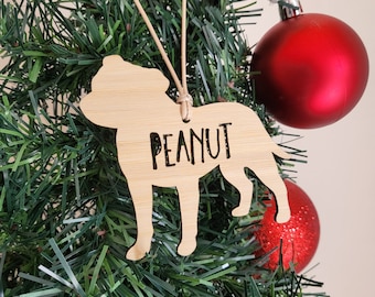 Staffordshire Bull Terrier Staffy Personalised Wood Christmas Decoration/Ornament-bauble-christmas gift-kris kringle-personalized christmas