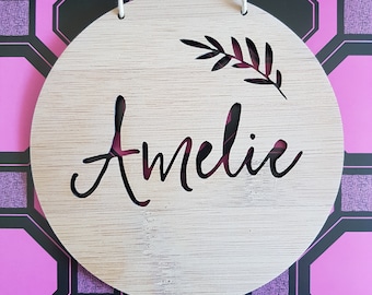 Personalised Wooden Wall / Door Hanging-wall hanging-wall art-wooden sign-custom name-kids gift-baby gift-lasercut