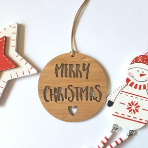 Merry Christmas Wood Christmas Decoration-Heart-ornament-xmas image 2