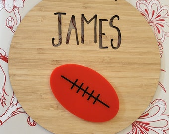 Football Personalised Wooden Wall-Door Hanging-nursery decor-Plaque-kids door sign-custom name-kids gift-baby gift-lasercut