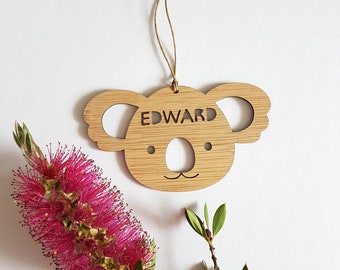 Personalised KOALA Christmas Wood Christmas Decoration-Ornament-christmas tree-gift-christmas gift-wooden-bauble-keepsake-australian