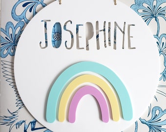 Rainbow Personalised Wall Plaque-name plate-nursery decor-bedroom sign-bedroom door sign