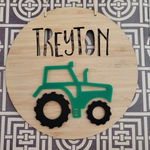 TRACTOR Personalised Wooden Wall-Door Hanging-nursery decor-Plaque-kids door sign-custom name-kids gift-baby gift-lasercut-personalized