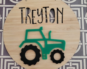 TRACTOR Personalised Wooden Wall-Door Hanging-nursery decor-Plaque-kids door sign-custom name-kids gift-baby gift-lasercut-personalized