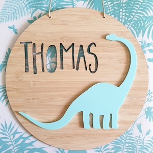 Dinosaur Personalised Wooden Wall-Door Hanging-nursery decor-Plaque-kids door sign-custom name-kids gift-baby gift-lasercut-personalized