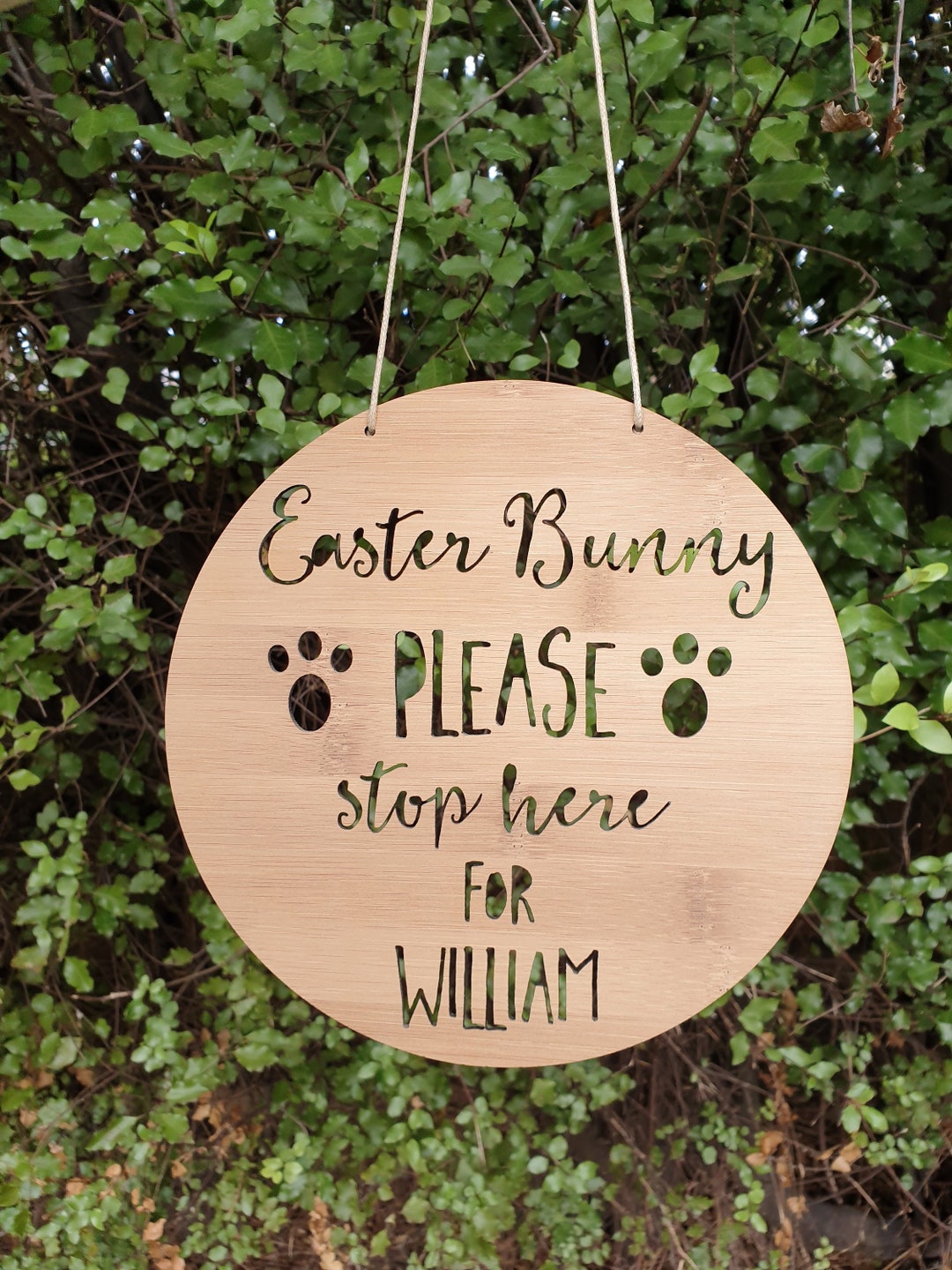 Personalisedcustom Easter Bunny Please Stop Here Bamboowooden Door