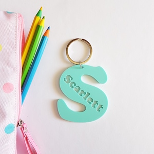 ALPHABET Pastel Bag Tag Keyring-Personalised Custom-school-kinder-school bag-personalized-kindergarten-teachers gift-lemon-pink-orange-mint