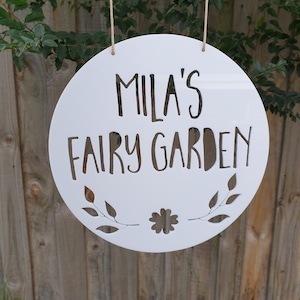 Personalised Fairy Garden Sign-wall hanging-wall art-sign-custom name-personalised gift-kids gift-cubby house-fairy