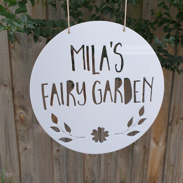Personalised Fairy Garden Sign-wall hanging-wall art-sign-custom name-personalised gift-kids gift-cubby house-fairy